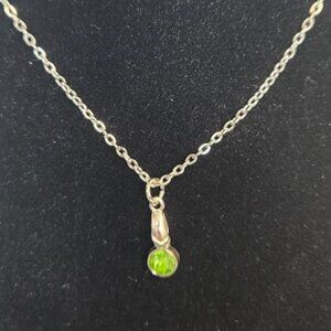 Handmade Silver Tone Green Crystal Necklace
